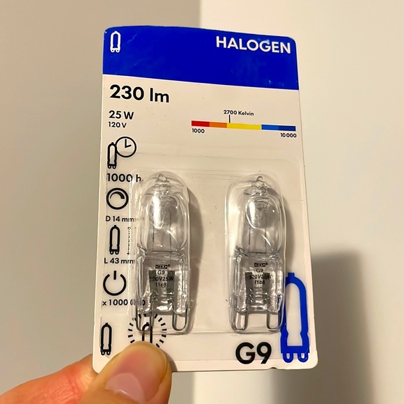 New Sealed IKEA G9 Lamps HALOGEN 2 Pin Bulbs - 230 lm 25 Watt -- AA-549394-2 - Picture 3 of 3